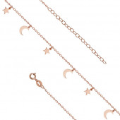 Bratara de picior argint placata cu aur rozn cu luna si stele DiAmanti R0119X_RG-DIA